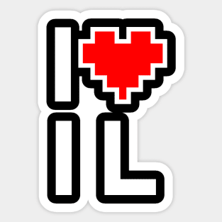 I Love IL - Pixel heart for Illinois gamer Sticker